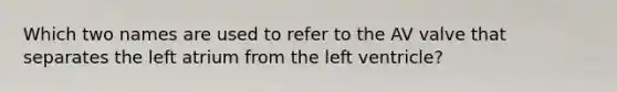 Which two names are used to refer to the AV valve that separates the left atrium from the left ventricle?