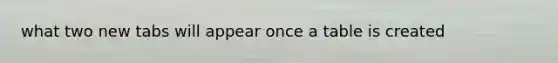 what two new tabs will appear once a table is created