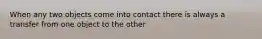 When any two objects come into contact there is always a transfer from one object to the other