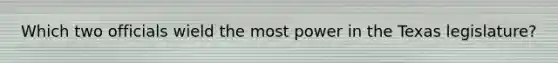 Which two officials wield the most power in the Texas legislature?