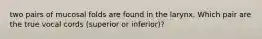 two pairs of mucosal folds are found in the larynx. Which pair are the true vocal cords (superior or inferior)?