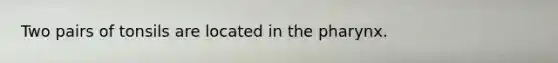 Two pairs of tonsils are located in the pharynx.
