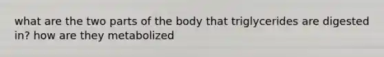 what are the two parts of the body that triglycerides are digested in? how are they metabolized