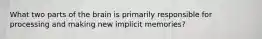What two parts of the brain is primarily responsible for processing and making new implicit memories?