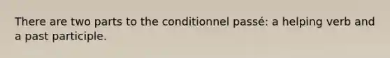 There are two parts to the conditionnel passé: a helping verb and a past participle.