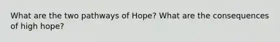 What are the two pathways of Hope? What are the consequences of high hope?