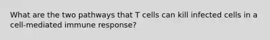 What are the two pathways that T cells can kill infected cells in a cell-mediated immune response?