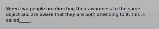 When two people are directing their awareness to the same object and are aware that they are both attending to it, this is called_____.