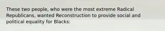These two people, who were the most extreme Radical Republicans, wanted Reconstruction to provide social and political equality for Blacks: