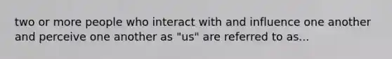 two or more people who interact with and influence one another and perceive one another as "us" are referred to as...