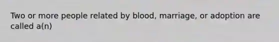 Two or more people related by blood, marriage, or adoption are called a(n)