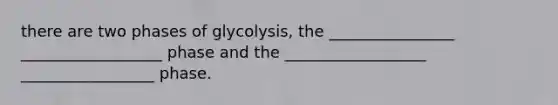 there are two phases of glycolysis, the ________________ __________________ phase and the __________________ _________________ phase.