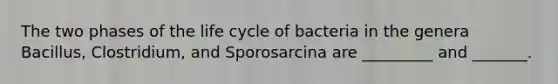 The two phases of the life cycle of bacteria in the genera Bacillus, Clostridium, and Sporosarcina are _________ and _______.