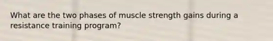 What are the two phases of muscle strength gains during a resistance training program?