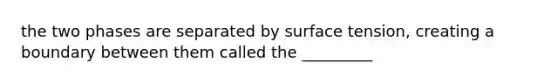 the two phases are separated by surface tension, creating a boundary between them called the _________