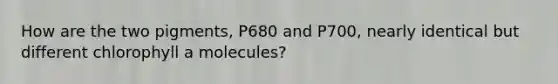 How are the two pigments, P680 and P700, nearly identical but different chlorophyll a molecules?