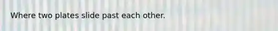 Where two plates slide past each other.