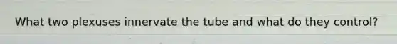 What two plexuses innervate the tube and what do they control?