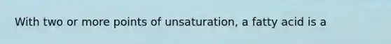 With two or more points of unsaturation, a fatty acid is a