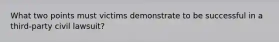 What two points must victims demonstrate to be successful in a third-party civil lawsuit?