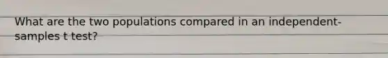 What are the two populations compared in an independent-samples t test?