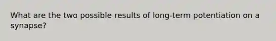 What are the two possible results of long-term potentiation on a synapse?