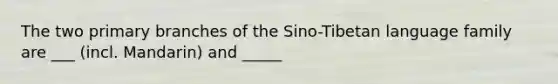 The two primary branches of the Sino-Tibetan language family are ___ (incl. Mandarin) and _____