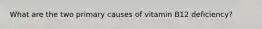 What are the two primary causes of vitamin B12 deficiency?