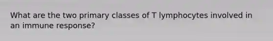 What are the two primary classes of T lymphocytes involved in an immune response?