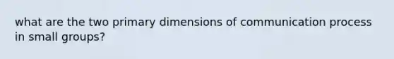 what are the two primary dimensions of communication process in small groups?