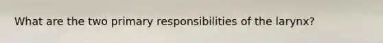 What are the two primary responsibilities of the larynx?