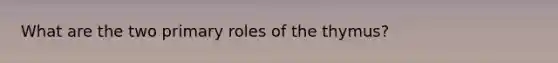 What are the two primary roles of the thymus?