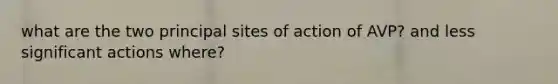 what are the two principal sites of action of AVP? and less significant actions where?