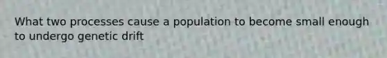 What two processes cause a population to become small enough to undergo genetic drift