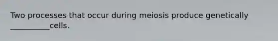 Two processes that occur during meiosis produce genetically __________cells.