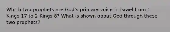 Which two prophets are God's primary voice in Israel from 1 Kings 17 to 2 Kings 8? What is shown about God through these two prophets?