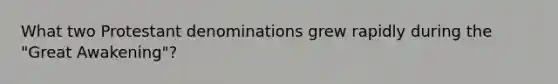 What two Protestant denominations grew rapidly during the "Great Awakening"?