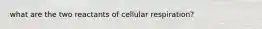 what are the two reactants of cellular respiration?