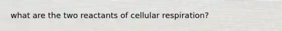 what are the two reactants of cellular respiration?