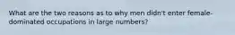 What are the two reasons as to why men didn't enter female-dominated occupations in large numbers?