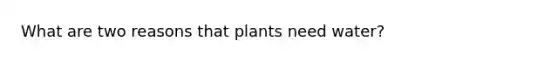 What are two reasons that plants need water?