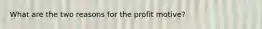 What are the two reasons for the profit motive?