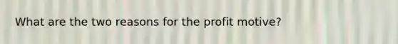 What are the two reasons for the profit motive?