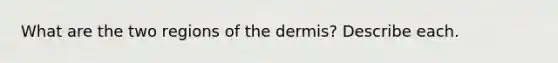 What are the two regions of the dermis? Describe each.