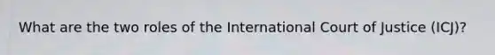 What are the two roles of the International Court of Justice (ICJ)?