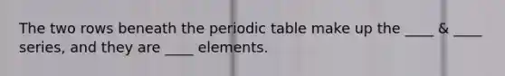 The two rows beneath the periodic table make up the ____ & ____ series, and they are ____ elements.