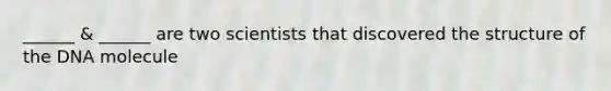 ______ & ______ are two scientists that discovered the structure of the DNA molecule