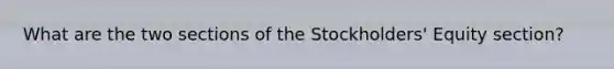 What are the two sections of the Stockholders' Equity section?