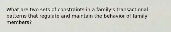 What are two sets of constraints in a family's transactional patterns that regulate and maintain the behavior of family members?