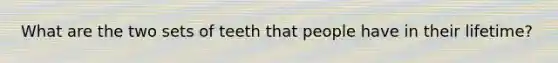 What are the two sets of teeth that people have in their lifetime?